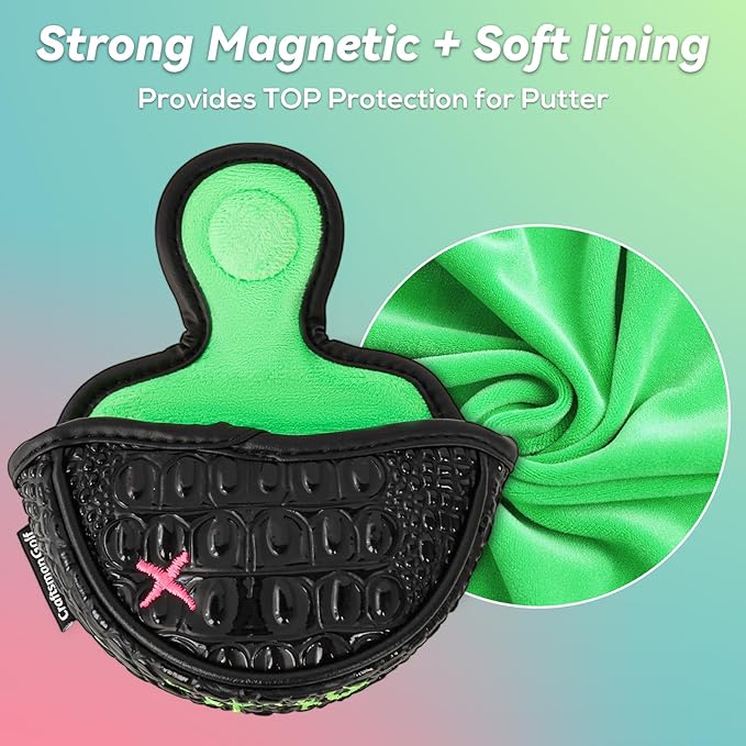 Craftsman Golf DF3 Putter Cover Golf Headcover Center Shaft Birdie Design OZ1 Headcover Mallet Putter Cover with Magnetic Closure for Driver Mid Mallet Putter Heel Shafted