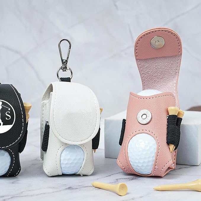 Drawelry Personalized Golf Balls Bag, Mini Golf Ball Pouch Storage Bag Portable Leather Golf Tee Holder Fathers Day Birthday Gift for Golfers Men Women