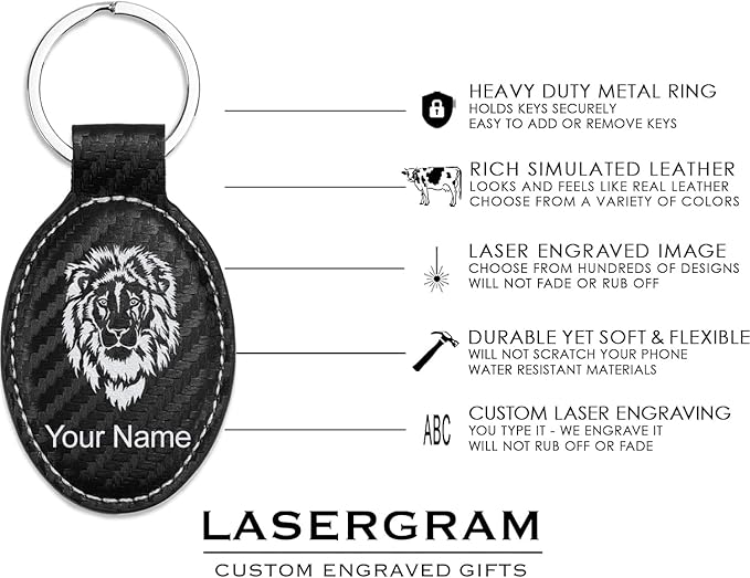 LaserGram Oval Keychain, Golfer Golfing, Personalized Engraving Included (Carbon Fiber Black with Silver)