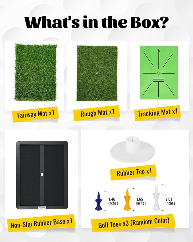 Golf Hitting Mat – Practice Mat with Swing Path Feedback & Impact Detection – Indoor/Outdoor Use – Golf Swing Trainer for Home Training – Gift for Golfers, Beginners & Pros