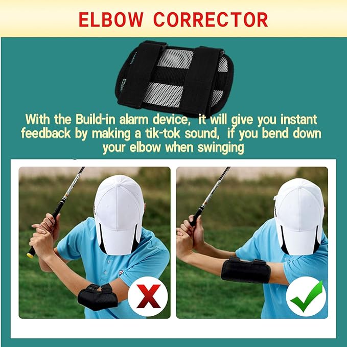 MUSKULO MONSTRO Golf Swing Trainer Aids Set, Golf Posture Correction Tools, 6 PCS-Arm Band, Elbow Correction, Wrist Hinge Trainer, Wrist Brace Band, Leg Rod Corrector, with a Strap Carrying Bag