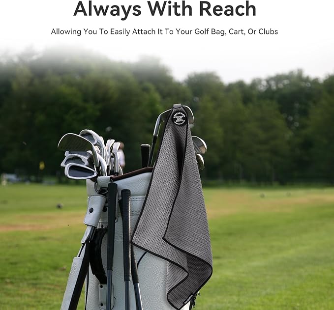 Magnetic Golf Towel with Clip and Cleaning Pocket -Premium Ultra Absorbent and sandfree Waffle Weave Microfiber Towel-Golf Accessories for Golf Bags, Carts or Clubs 16"*16“