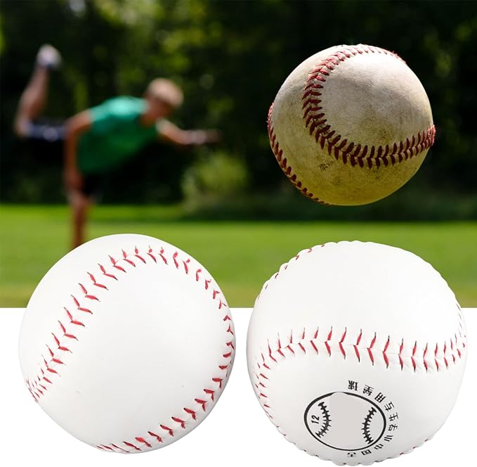 Practice Softballs, 12 Inch Official Size and Weight Slowpitch Softballs, PU Surface Cork Core Training Softballs for Games, Practice and Training 2 Pack
