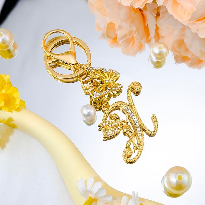 Initial Keychain Bag Charm Women Purse Charms for Handbags Accessories Charm for Wallet Butterfly Pendant for Girls