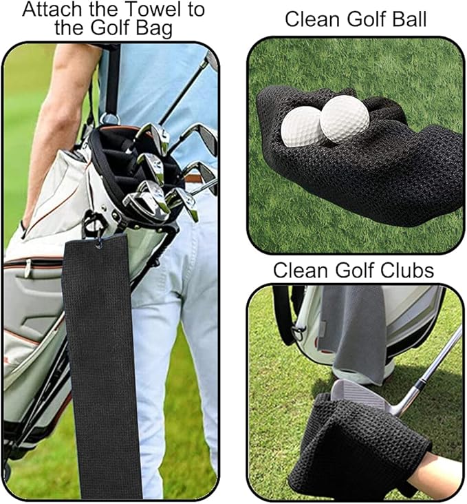 DYJYBMY Swing Swear Repeat Funny Golf Towel, Embroidered Black Golf Towel with Clip, Perfect Golf Birthday Gifts for Husband, Dad, Wife, Mom