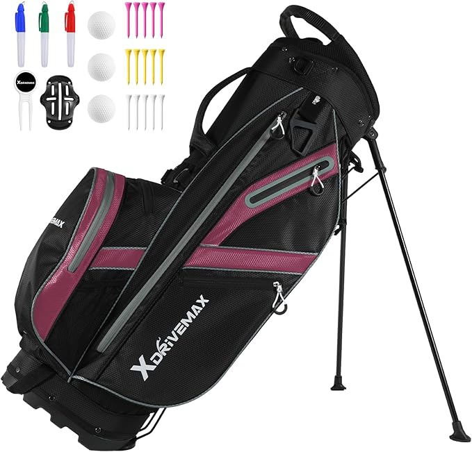 Golf Stand Bag, Lightweight Golf Bag with 8-Way Top Dividers, Golf Bag for Men & Women with Adjustable Dual Strap, Rain Cover, Cooler and Golf Accessory Kit