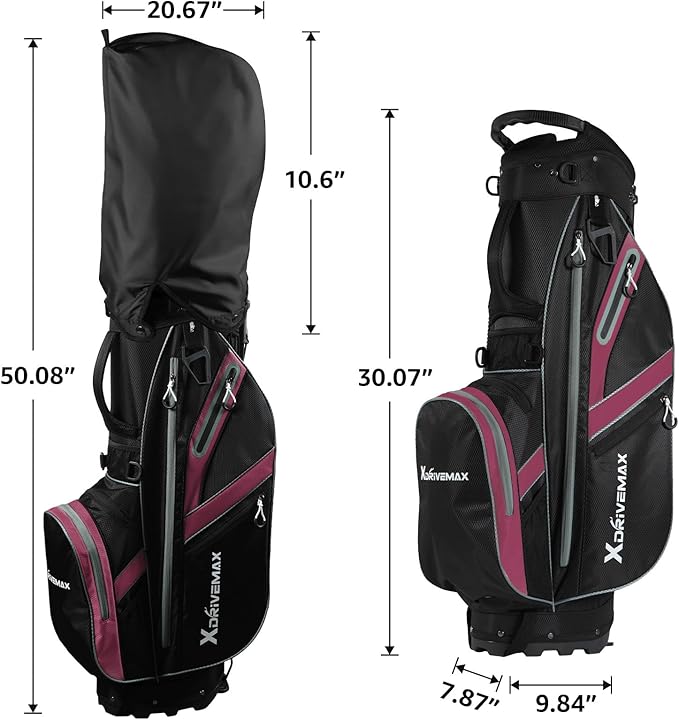 Golf Stand Bag, Lightweight Golf Bag with 8-Way Top Dividers, Golf Bag for Men & Women with Adjustable Dual Strap, Rain Cover, Cooler and Golf Accessory Kit