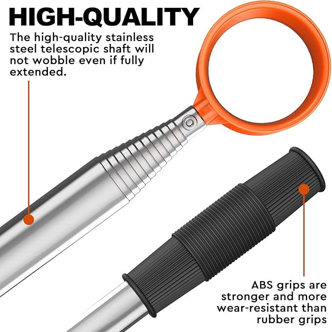 JKL 9Ft/12Ft Golf Ball Retriever for Water Telescopic, Stainless Steel Shaft, High Durability Double-Sided Ball Picker Upper Grabber, Golf Gifts for Golfers