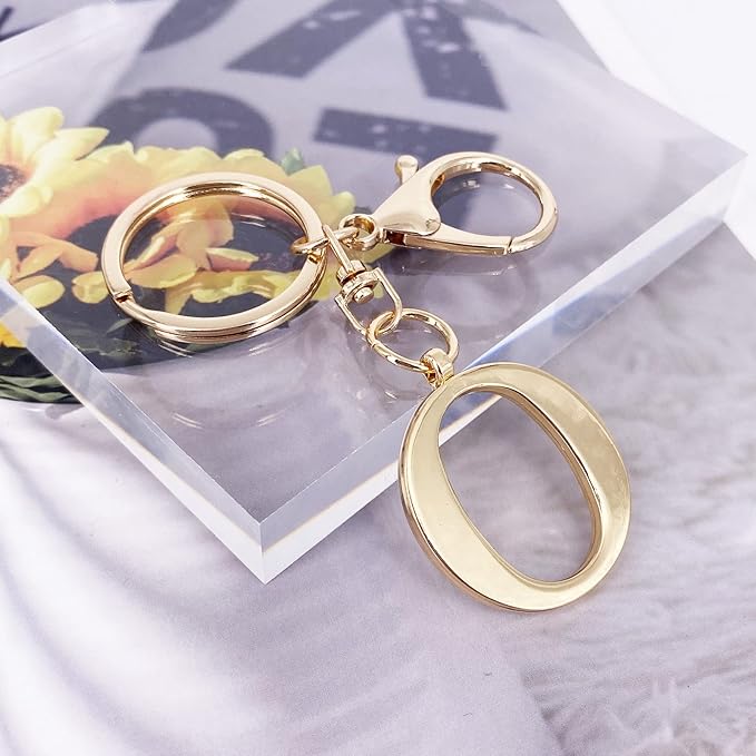 LAXPICOL Gold Letter A-Z Keychain for Women Bag Charms Purse Charms For Handbags Metal Alphabet Initial Letter Keychain