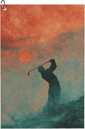Funny Golf Towel with Carabiner Clip 24"x16" Orange Teal Cool Design Golf Towels for Golf Bags Microfiber Waffle Golf Rag for Disc Balls Clubs Golfs Accessories for Men Women Dad
