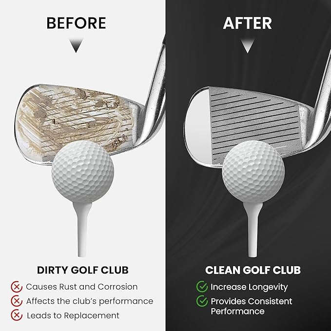 Golf Club Cleaning Kit - Includes a Groove Cleaner Tool with Golf Club Cleaner Brush, Towel and Golf Club Cleaner Spray
