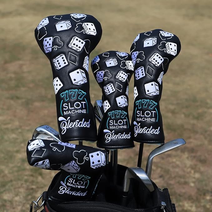 Golf Club Covers Lucky 777 Blade Putter Headcover Golf Driver Covers Fairway Wood Headcover Hybrid Head Cover Blade Putter Cover Leather 3 Wood Headcovers Golf Headcovers for All Brand