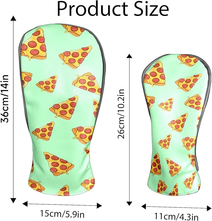 Golf Club Head Cover Waterproof Leather Golf Club Covers for Driver & Fairway Wood, Driver Headcovers It's Always Pizza O'clock!