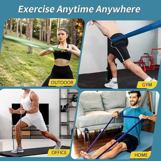 WHATAFIT Resistance Bands,Pull Up Assist Bands Set with Handles, Exercise & Workout Bands with Door Anchor for Men & Women – Home Fitness Equipment for Strength Training, Stretching