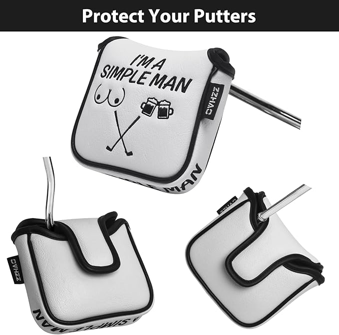 ZZHAO Golf Putter Cover - Funny Magnetic Mallet Putter Cover - Fits Most Mallet Putters - Golf Gifts for Dad - 5.5 x 4.7 x 1.2 Inches