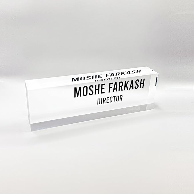 Artblox Office Desk Name Plate Personalized | Custom Name Plates for Desks with Your Logo On Clear Acrylic Glass - (8" x 2.5")