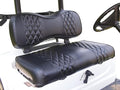 Huskey 2PCS Golf Cart Front Seat Covers for Club Car DS 2000.5 UP G&E Models Custom Two-Tone Black Diamond Stitching with Black Piping, Marine Grade Vinyl Material, Staple on Design