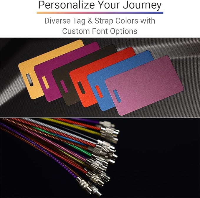 Custom Luggage Tags for Suitcases - Personalized Name Tag Pack of 4, Anodized Aluminum with Steel Loop, Gold, 2x3.5