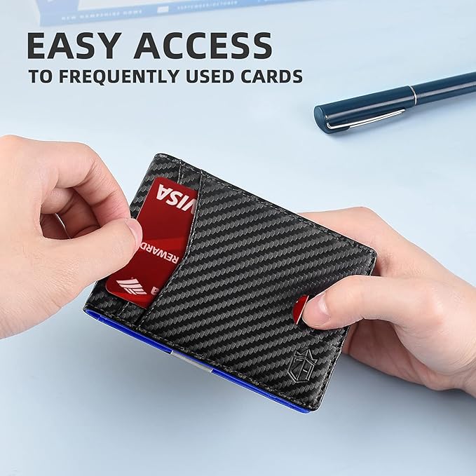 Zitahli Money Clip Wallets for Men,Slim Bifold Wallet 10-12 Cards, Mens Leather Wallet with ID Window,RFID Blocking Thin Minimalist Credit Card Holder,Gifts for Him
