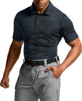 CQR Men's Polo Shirts, Tactical Short Sleeve Golf Performance Shirts, Lightweight Dry Fit UPF 50+ Pique