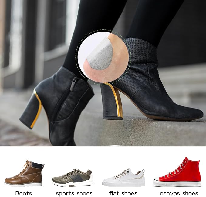 Back of Heel Cushion Pads, Adhesive Heel Grips Inserts for Loose Shoes, Shoe Slip, Heel Pain and Blister, 8PCS-Gray