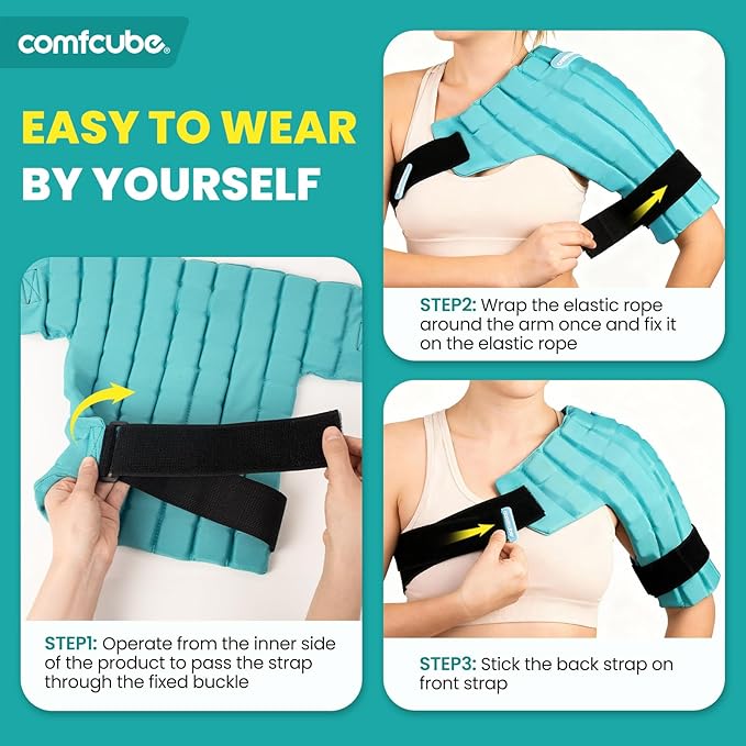 Shoulder Ice Pack Wrap for Injuries, 2 Hours Long Lasting Rotator Cuff Cold Therapy Flexible Shoulder Ice Pack for Pain Relief, FSA Eligible, Cold Pack for Tendinitis, Surgery, Swelling