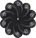 Golf Irons Club Head Covers, Golf 10pcs Set Thick PU Leather Waterproof Head Covers with Number Tag 3-9/A/P/S Fit Most Irons Club