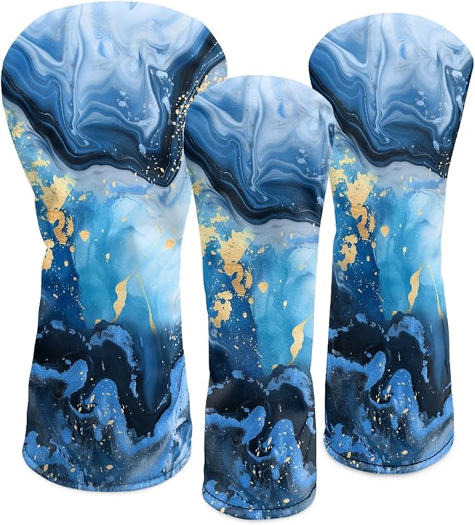 Golf Club Head Covers for Club Protective, Waterproof PU Leather Driver Fairway Wood Hybrid Head Cover
