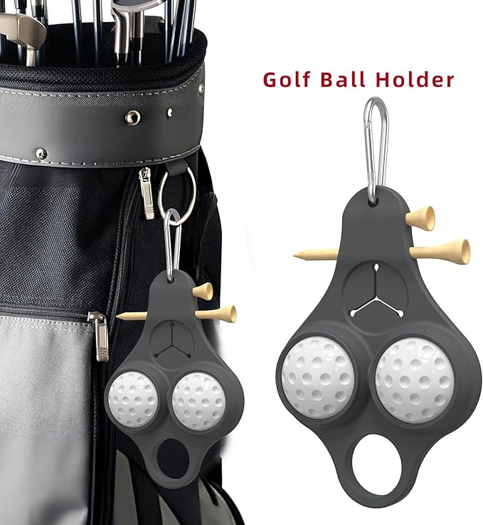 Stroke & Distance Silicone Golf Ball Holder – Golf Ball Caddy, Clip‑On Golf Bag Accessory for Balls, Tees, Keys & Towels, Durable Multi‑Use Organizer