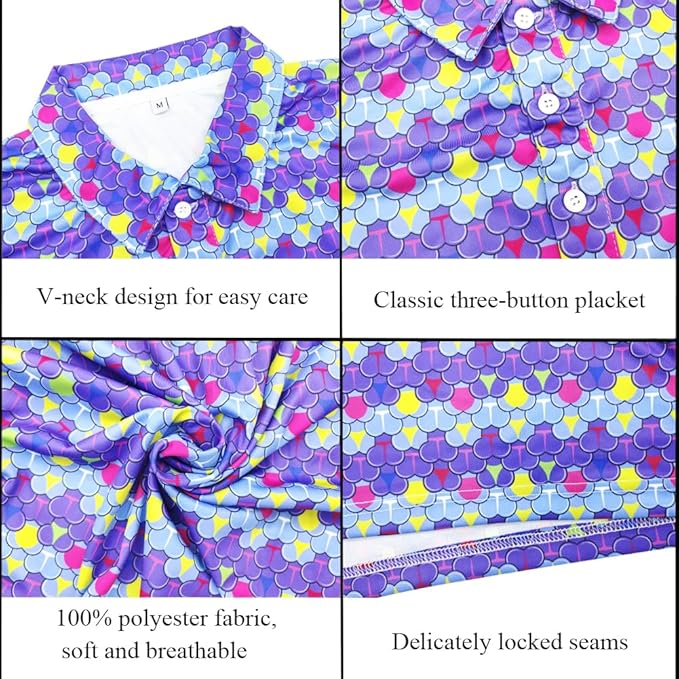 Men's Long Sleeve Golf Shirt Quick Dry 3 Button Work Fishing Outdoor Casual Collar Shirt