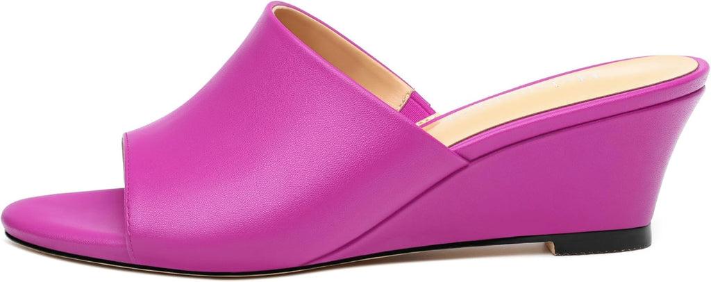 Wedge Sandals for Women Open Toe Wedge Heels Womens Matte High Heel Sandal Round Toe Heeled Wedge Sandals Slip on Casual shoes 2 inch