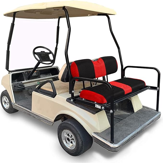 Universal Golf Cart Rear Seat Cover Dress Up for Older Golf Carts - Durable, Breathable Material, Fits Like a Glove for EZGO, Club Car and Yamaha, Easy to Install, Red
