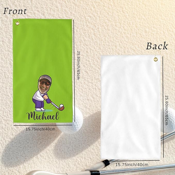 Custom Golf Towel Personalized Funny Golf Towels with Name Text Photo Golf Gifts for Men Women Dad Husband Golfer