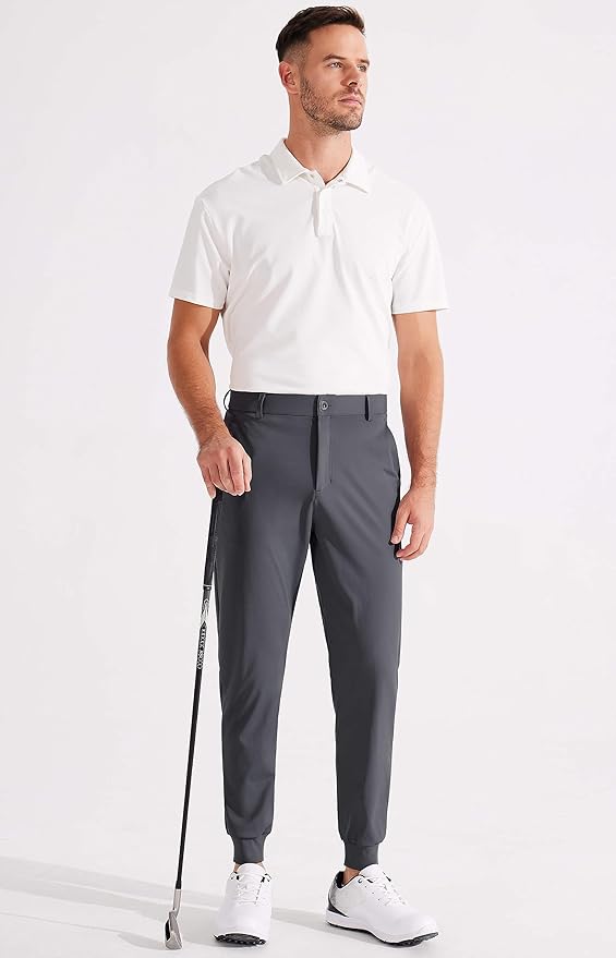 Libin Men's Golf Pants Joggers Lightweight 3 Pockets Slim Fit Soft Stretchy Tapered Work Dress Athletic