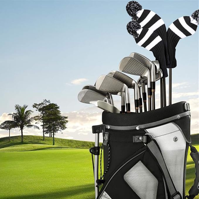 Golf Head Covers for Driver Woods Fairway Hybrids, Long Neck Golf Club Headcovers Set with Number Tags 1 3 5（3pcs）