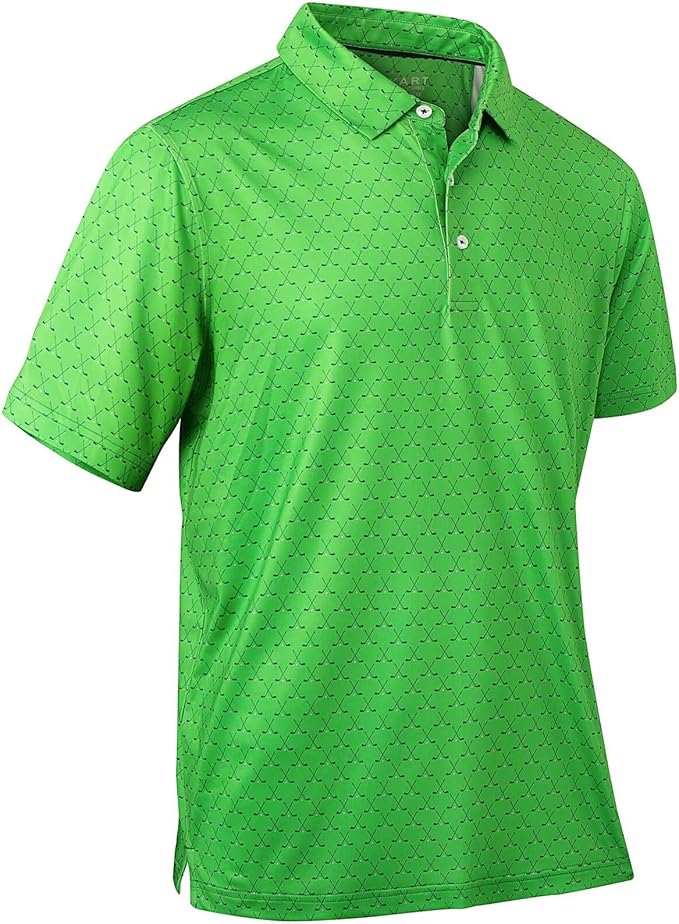 Mens Golf Shirts Quick Dry Moisture Wicking Casual Short Sleeve Performance Athletic Print Collared Stylish Men Polo Shirt