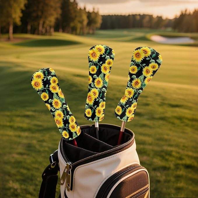 Golf Club Head Covers for Club Protective, Waterproof PU Leather Driver Fairway Wood Hybrid Head Cover