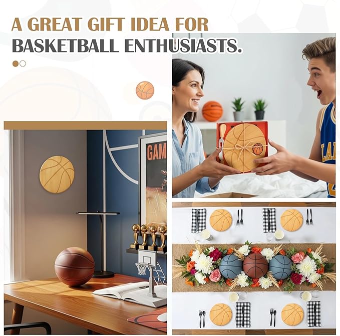 Basketball Cheese Board Gift Set Party Favor Prizes Charcuterie Wood Board with Knives and Box Father Day Gift for Dad Grandpa Party Tournament Game(7.9"x 7.9", Bamboo Color)