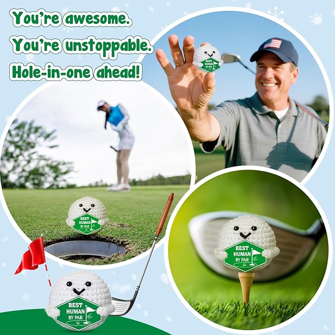Valentines Golf Gifts for Men – Funny Gag Crochet Golf Ball Accessories Valentine's Day Birthday Emotional Positive Support for Boyfriend Him Women Golfers Coworker Friend Male Grandpa