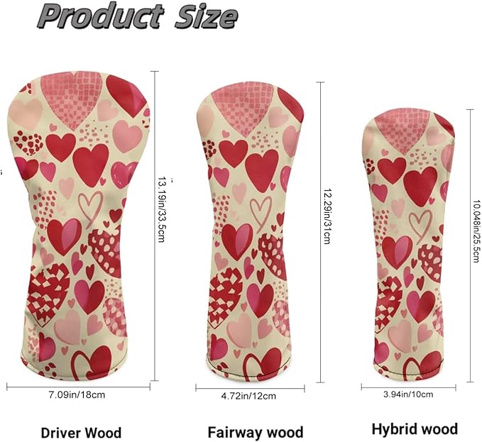 Golf Club Head Covers for Club Protective, Waterproof PU Leather Driver Fairway Wood Hybrid Head Cover