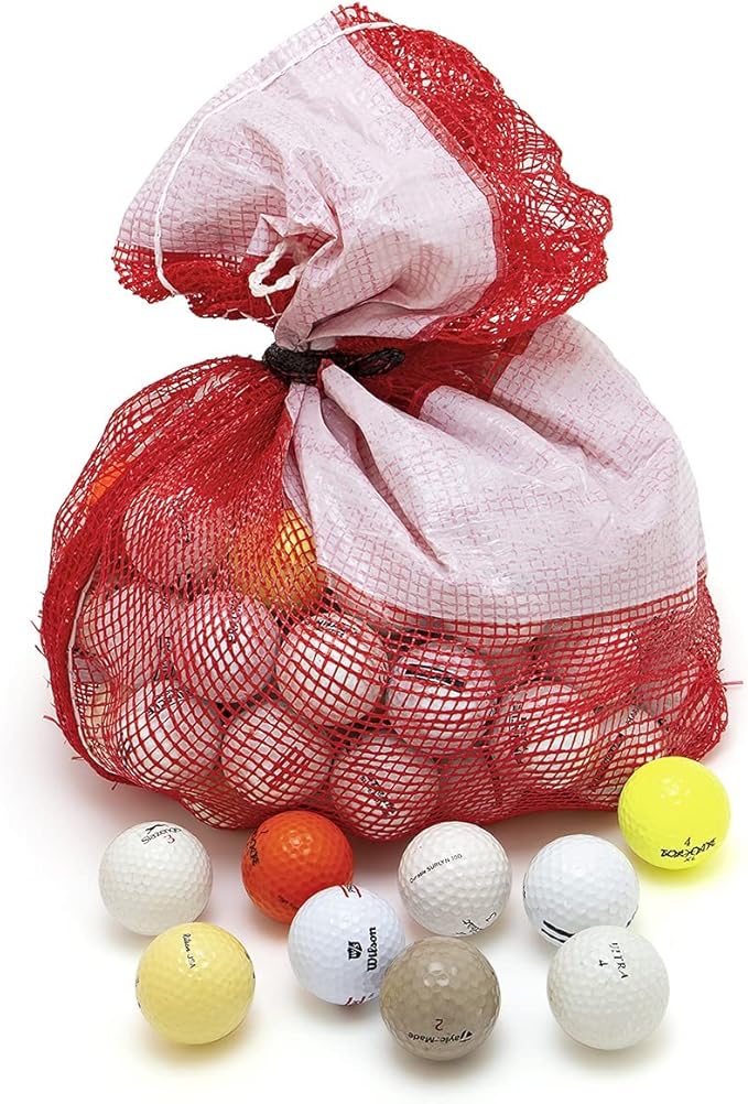 Bastex 100 Hit-Away Used Golf Balls Bulk - Recycled Golf Balls for Men - Practice & Range Golf Balls - Mix in Mesh Shag Bag