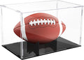 Football Display Case Full Size，Memorabilia Display Box Cases for Football，Acrylic Clear Box with Wood Stand Solid Base (Portable Assembly of Acrylic)