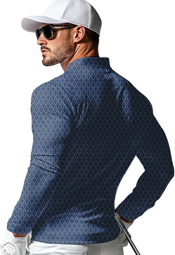 Men's Long Sleeve Golf Shirt Quick Dry 3 Button Work Fishing Outdoor Casual Collar Shirt