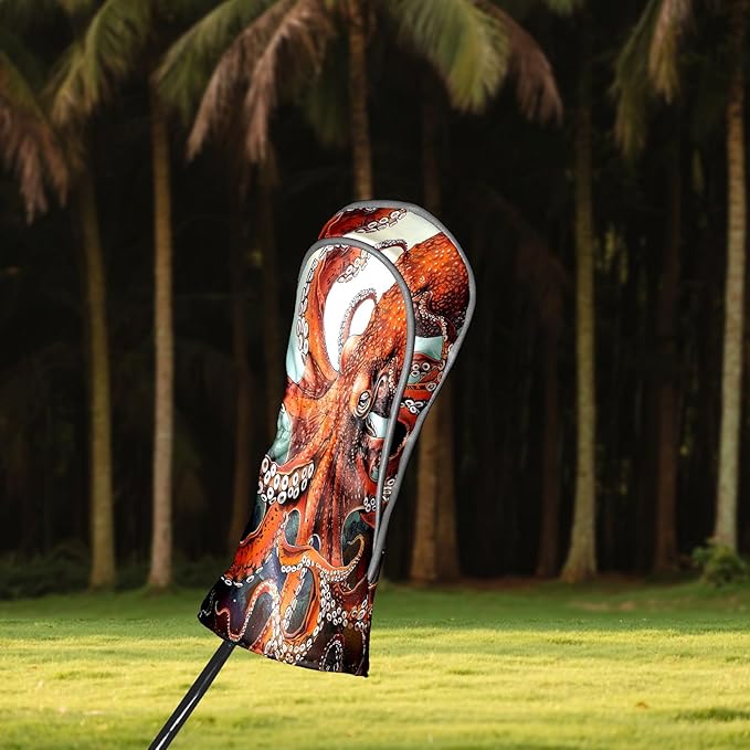 Golf Driver Head Covers Fairway Wood Headcovers, Premium Leather Golf Club Covers with Anti-Scratch Lining 1/3/5 Wood Cover for Golf Clubs for Women Men (Marble Blue)