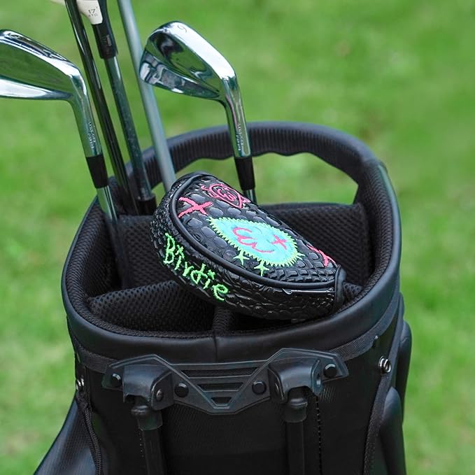 Craftsman Golf DF3 Putter Cover Golf Headcover Center Shaft Birdie Design OZ1 Headcover Mallet Putter Cover with Magnetic Closure for Driver Mid Mallet Putter Heel Shafted