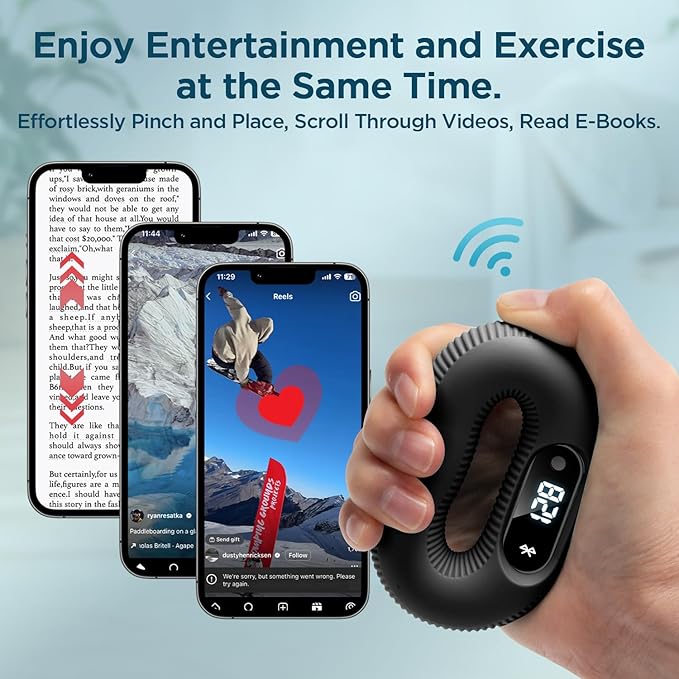 Smart Grip Trainer, Supports Multiple Game Interaction and HID Mode Video Browsing,Hand Gripper for Fitness, Stress Relief and Rehabilitation Training, Hand Exerciser