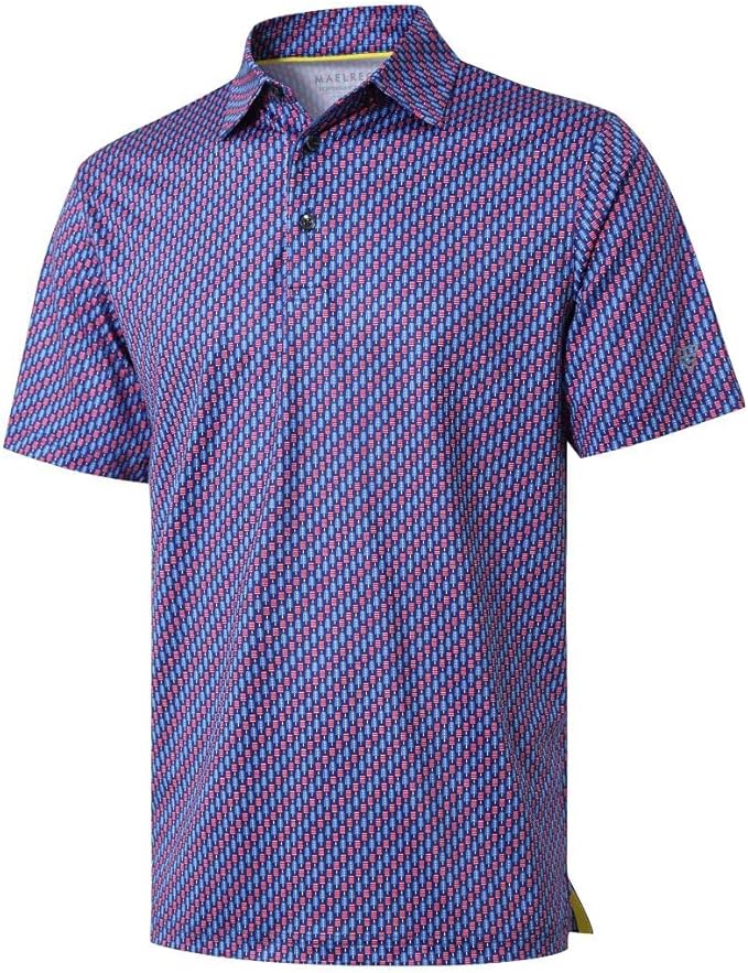 Golf Shirts for Men Dry Fit Short Sleeve Print Performance Moisture Wicking Polo Shirt