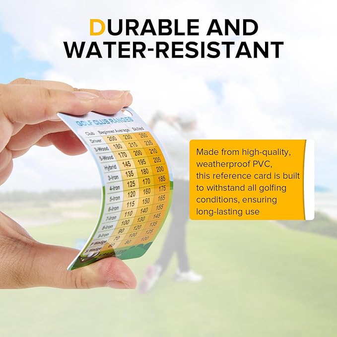 Golf Club Distance and Rules Card: Golf Club Bag Accessories - Golf Yardage Card for Men and Women Golf Club Range Chart Card Personalized Design Beginners Essentials Tool