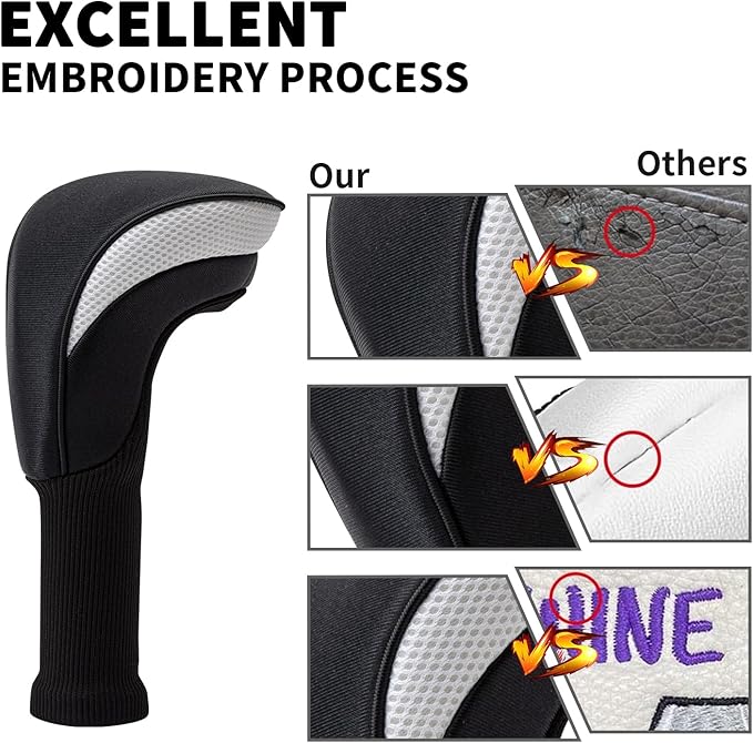 Golf Head Covers for Fairway Woods Driver Hybrids 5 Pieces Nylon Mesh Sports Fan Golf Club Headcovers-Golf Accessories for Men Women.