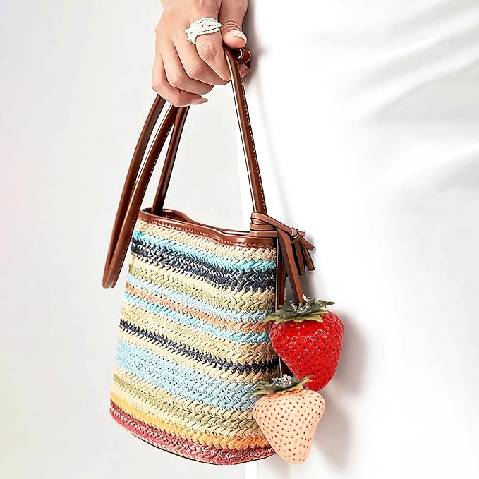 Cherry Bag Charm, Cute Strawberry Fruit Bags Charm Purse Charms Keychain Women Bag for Handbag